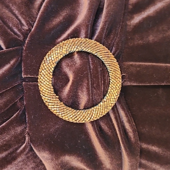 Vintage 90's Boston Proper velvet velour ruched gold accent long sleeve … - Picture 3 of 8